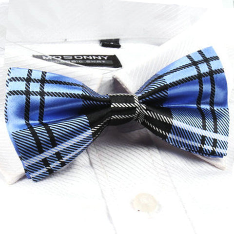 Blue and Black Tartan Bow Tie