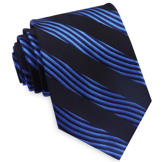 Blue and Black Waves Mens Necktie