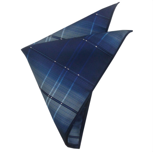 Blue with Crosshatch Diamonds Pocket Square