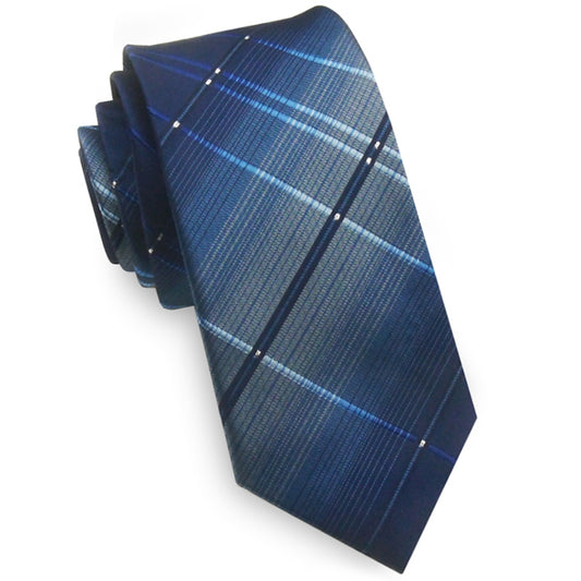 Blue with Crosshatch Diamonds Skinny Tie