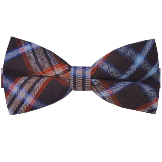 Brown, Orange, Blue & White Plaid Bow Tie