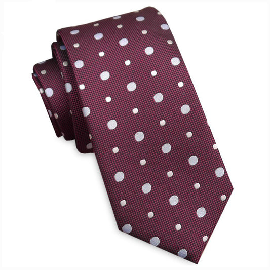 Burgundy with Big & Small Polkadots Slim Tie