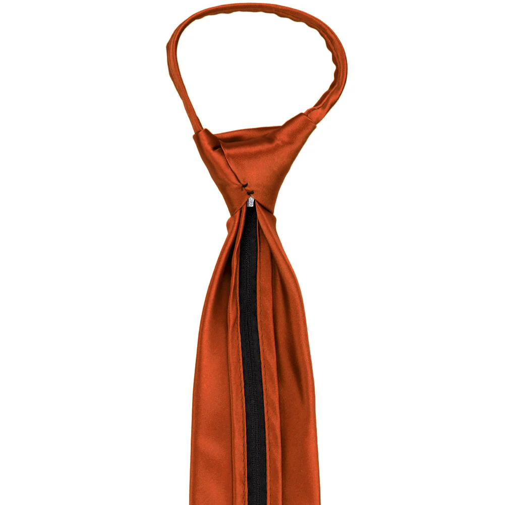 Mens Burnt Orange Zipper Tie