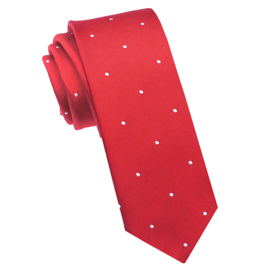 Cherry-Red-Pin-Dot-Mens-Skinny-Tie