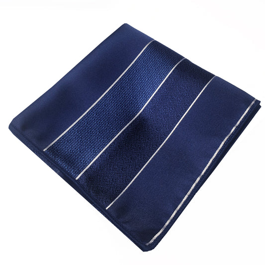 Dark Blue, Mid Blue with Thin White Stripes Pocket Square