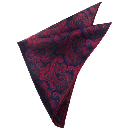 Dark Blue & Red Paisley Pocket SquareDark Blue & Red Paisley Pocket Square