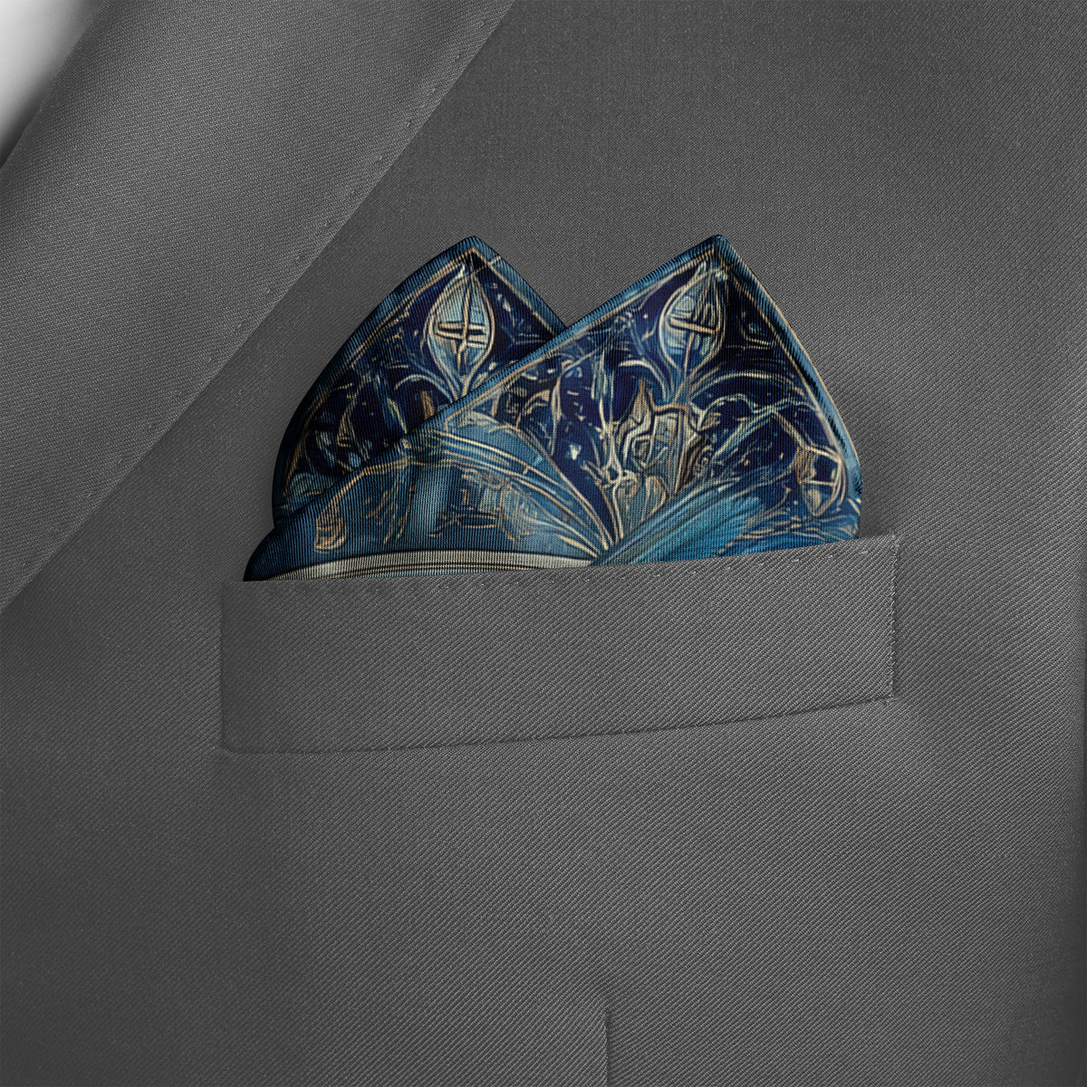 Genuine Silk Azure Bluebird Tranquility Pocket Square