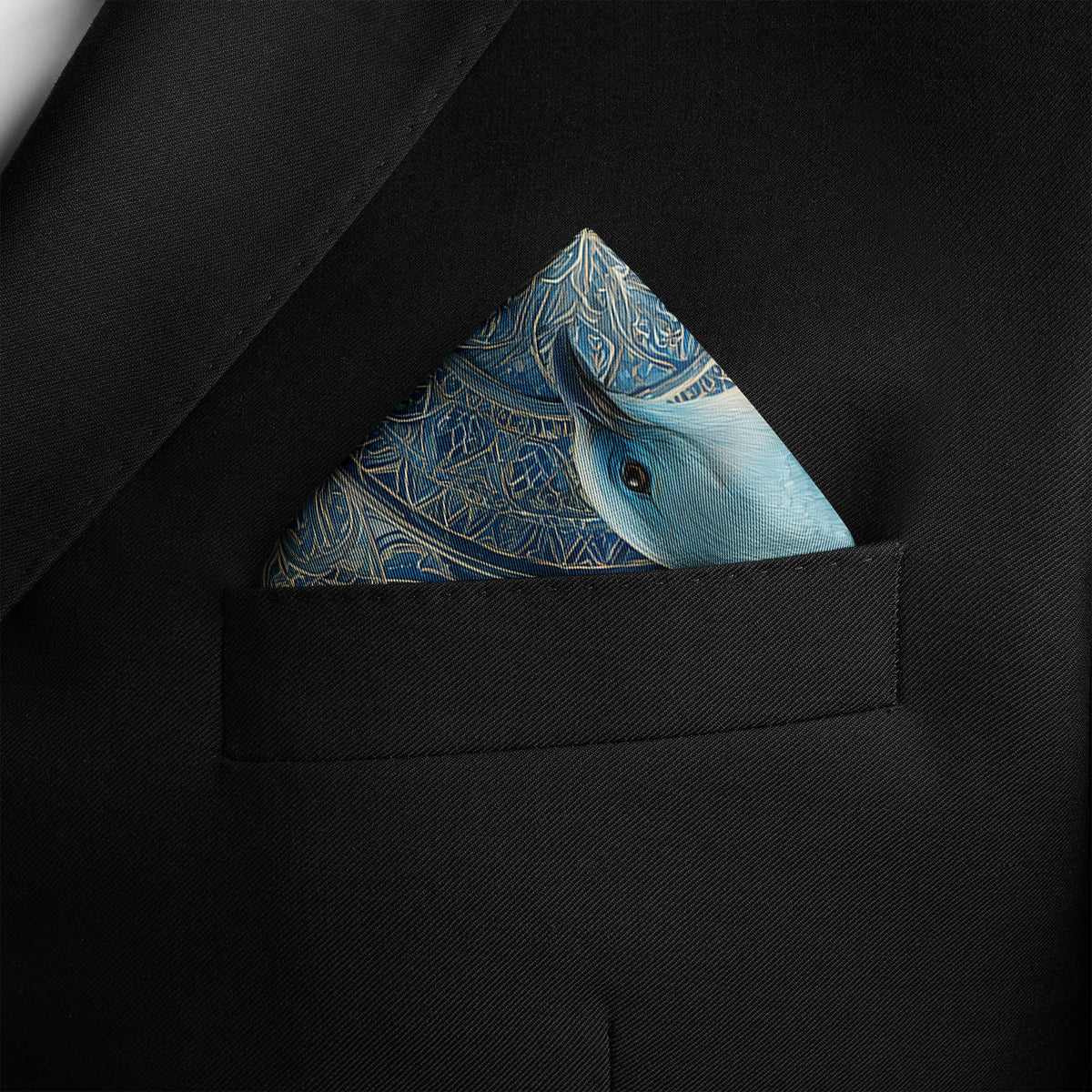 Genuine Silk Azure Bluebird Tranquility Pocket Square