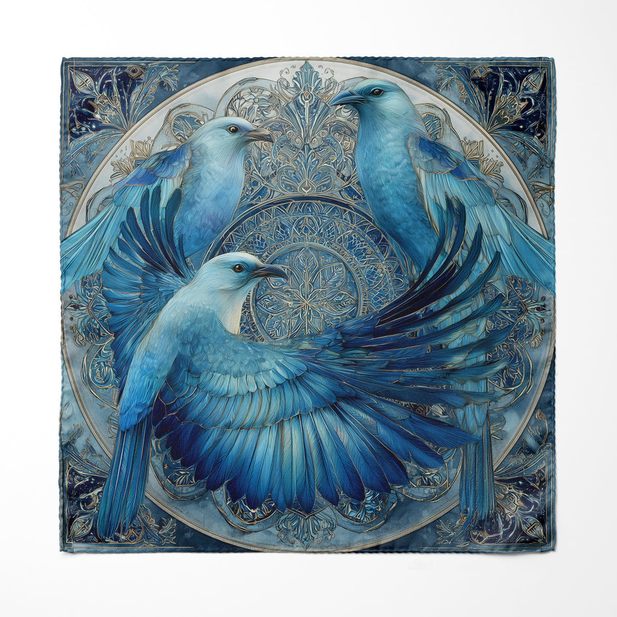 Genuine Silk Azure Bluebird Tranquility Pocket Square