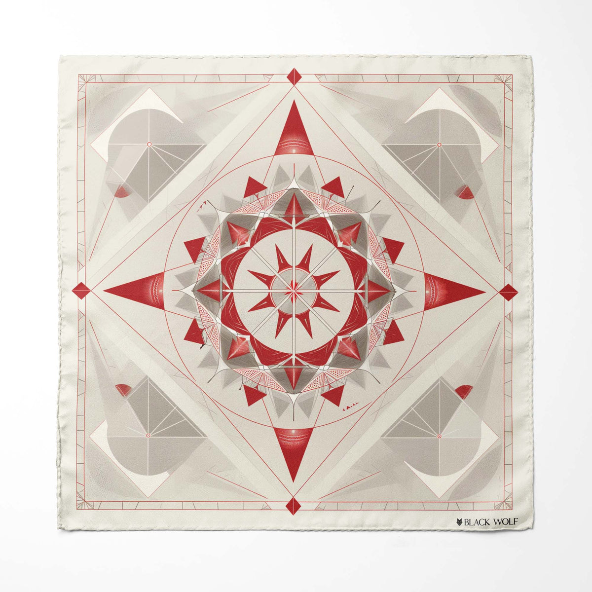 Genuine Silk Star Geometric Ivory & Red Ascot Cravat