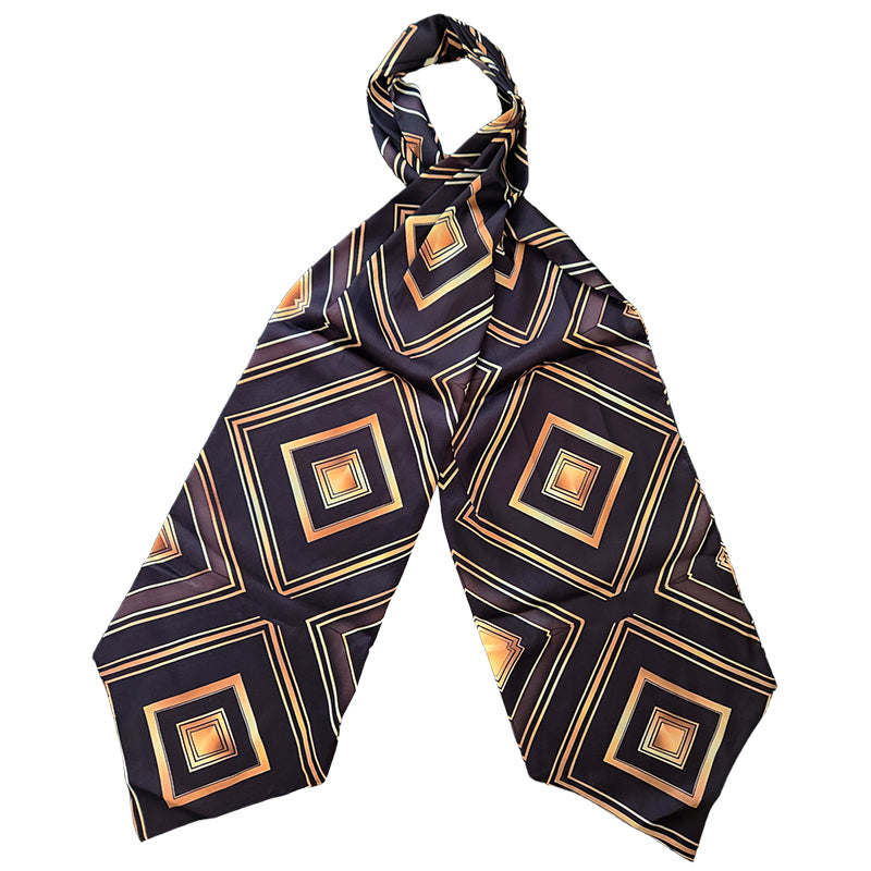 Genuine Silk Black Gold Prism Diamonds Ascot Cravat