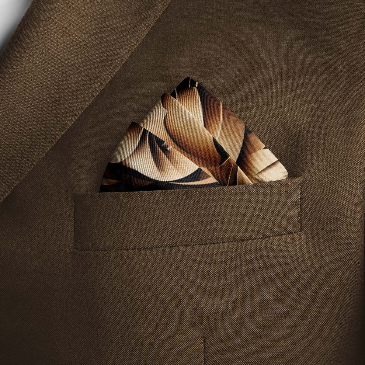 Genuine Silk Black with Gold Lion Pocket Square