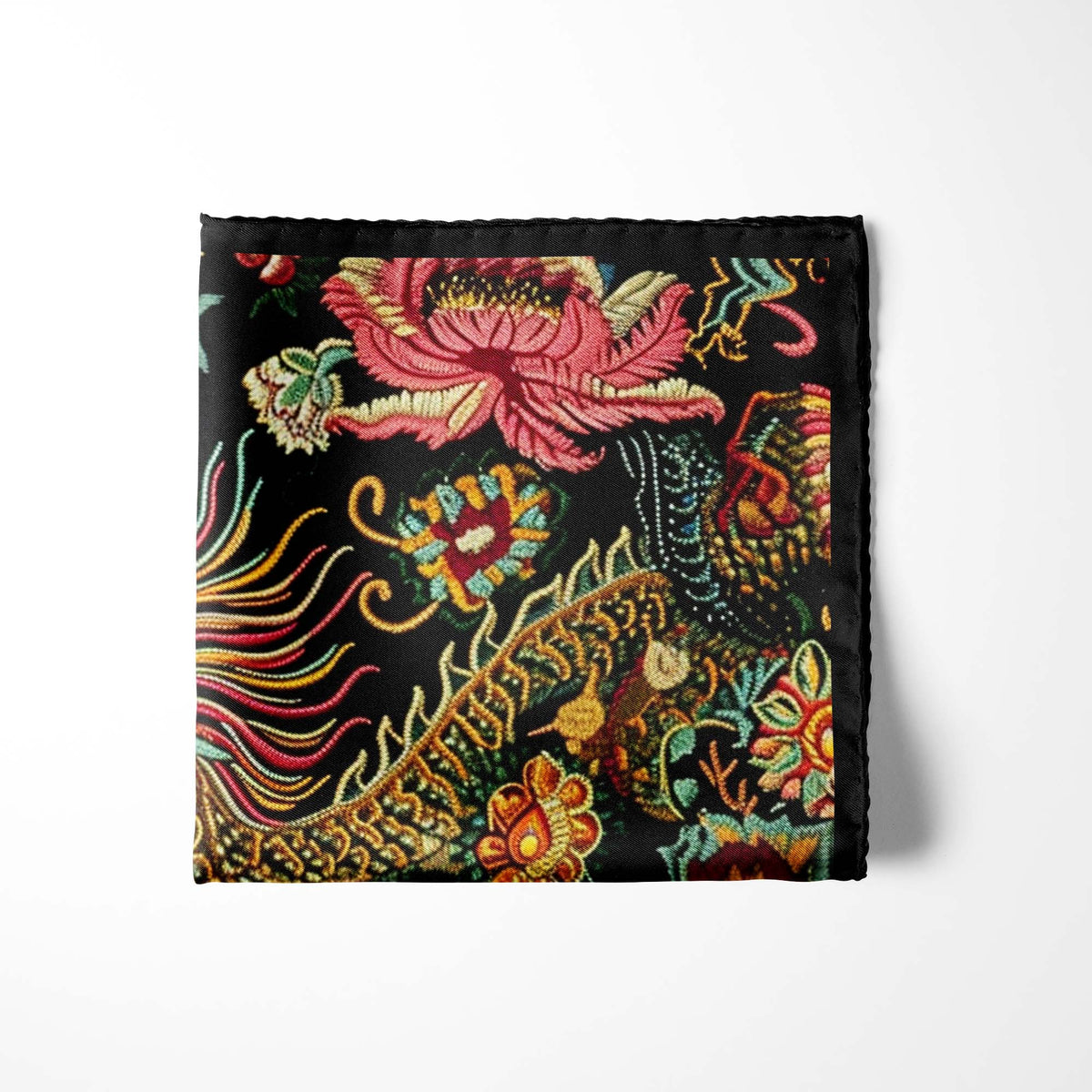Genuine Silk Black with Gold Traditional Chinese Dragon Pocket Square