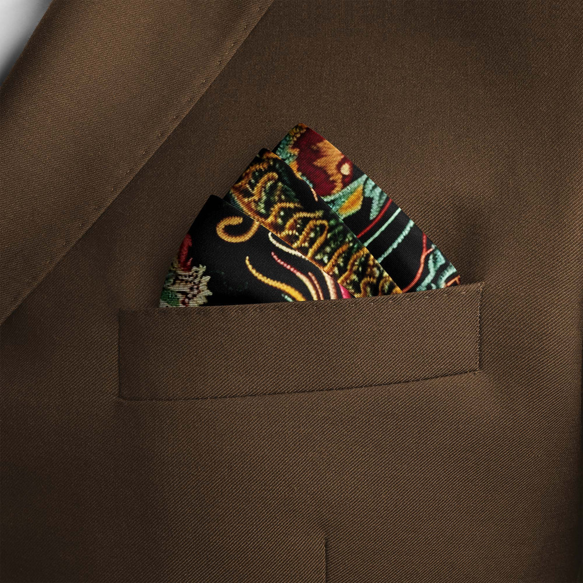 Genuine Silk Black with Gold Traditional Chinese Dragon Pocket Square