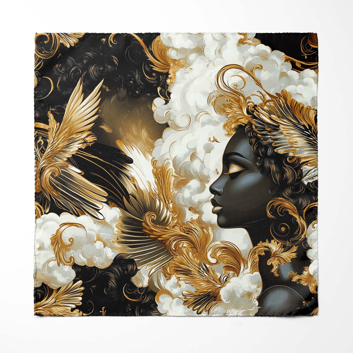 Genuine Silk Celestial Muse in Gold Pocket Square