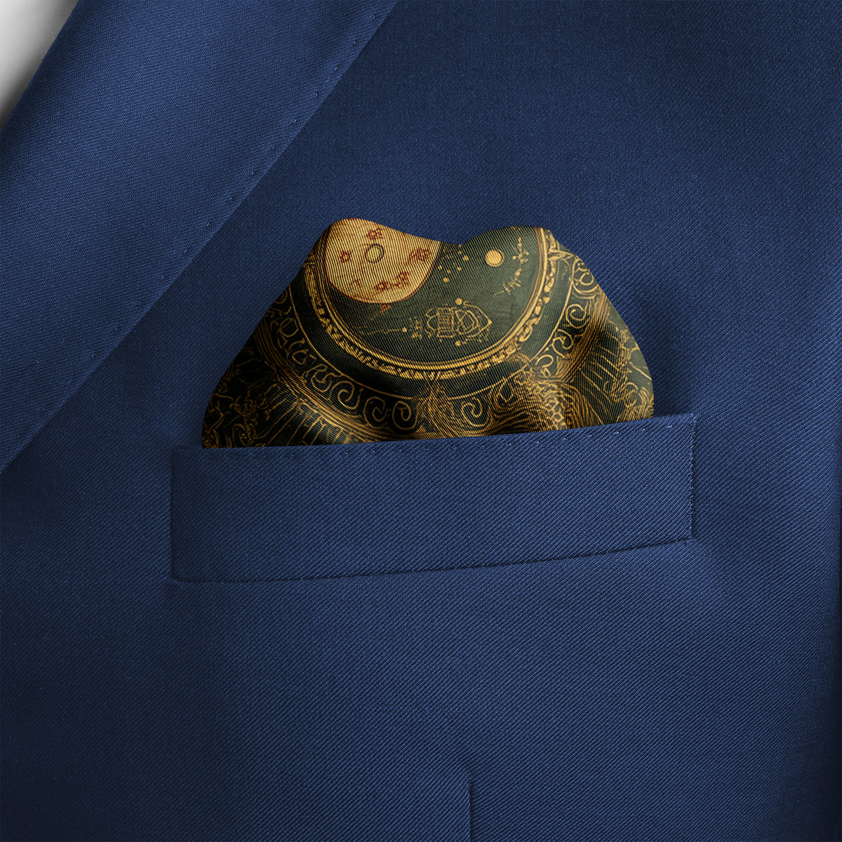 Genuine Silk Celestial Phoenix Yin Yang Pocket Square