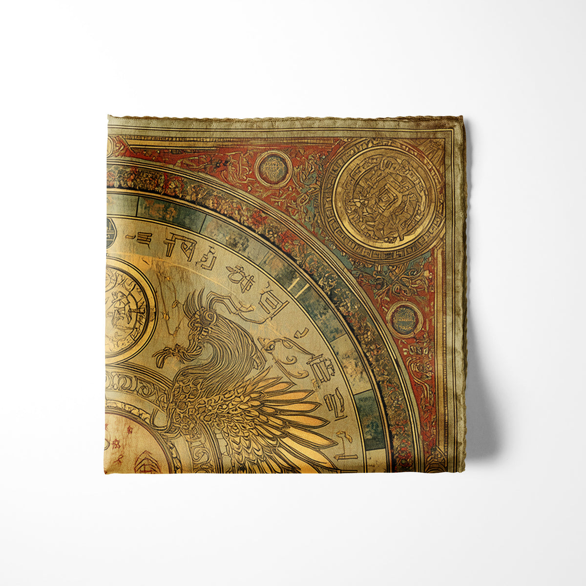 Genuine Silk Celestial Phoenix Yin Yang Pocket Square