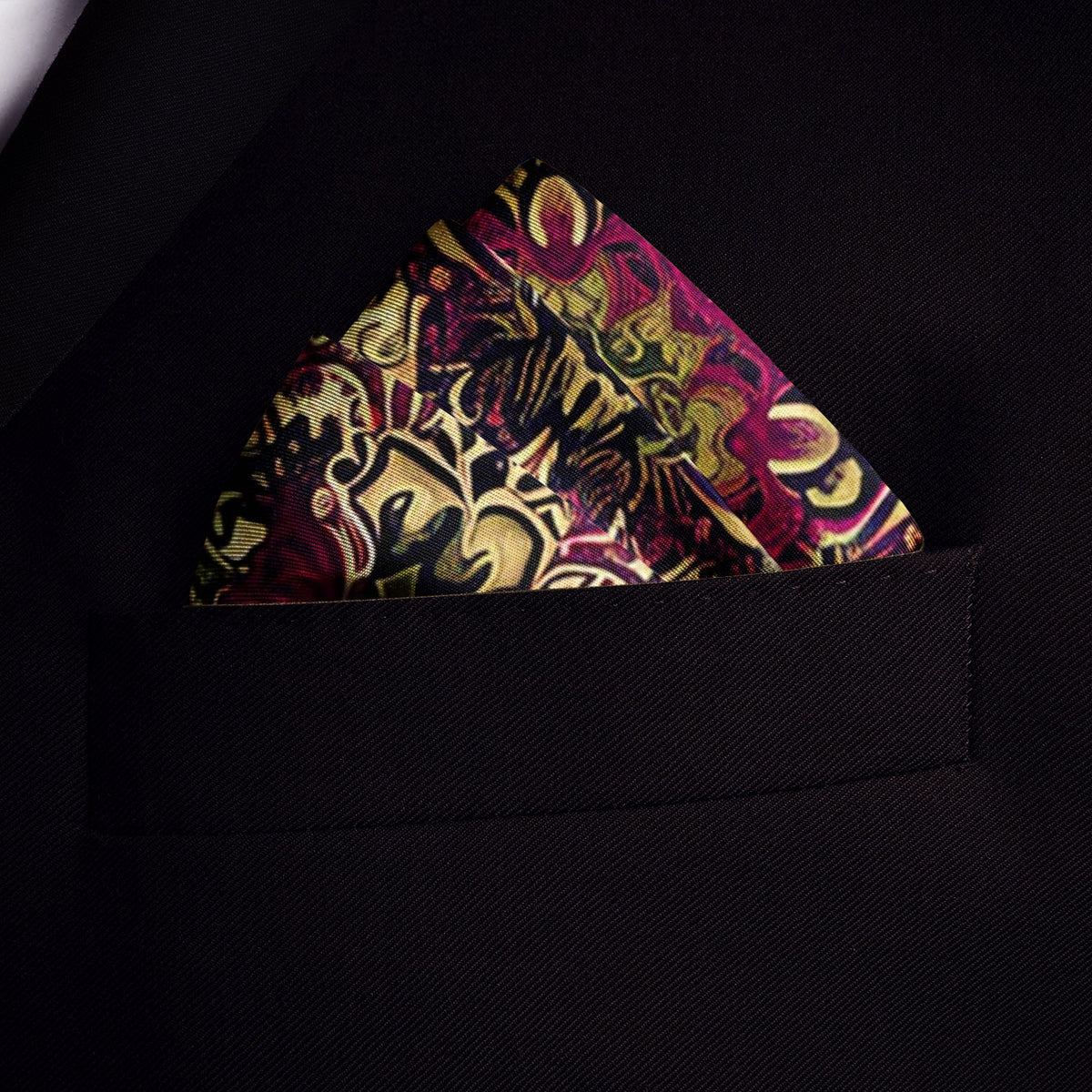 Genuine Silk Cream & Raspberry Imperial Tapestry Pocket Square