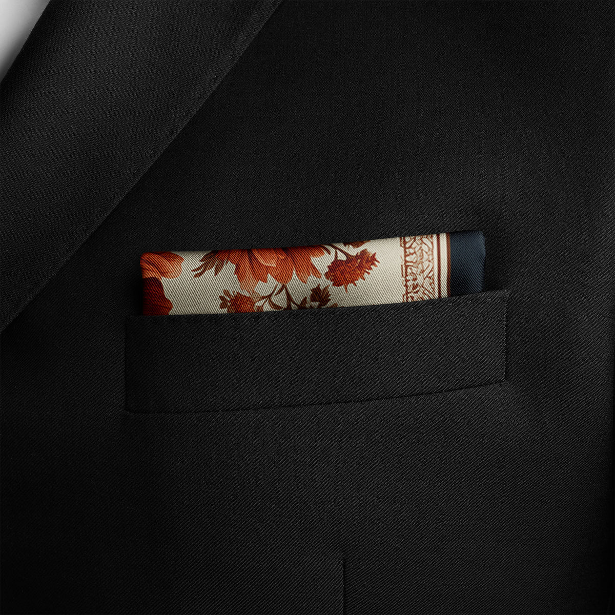Genuine Silk Crimson Chrysanthemum Heritage Pocket Square