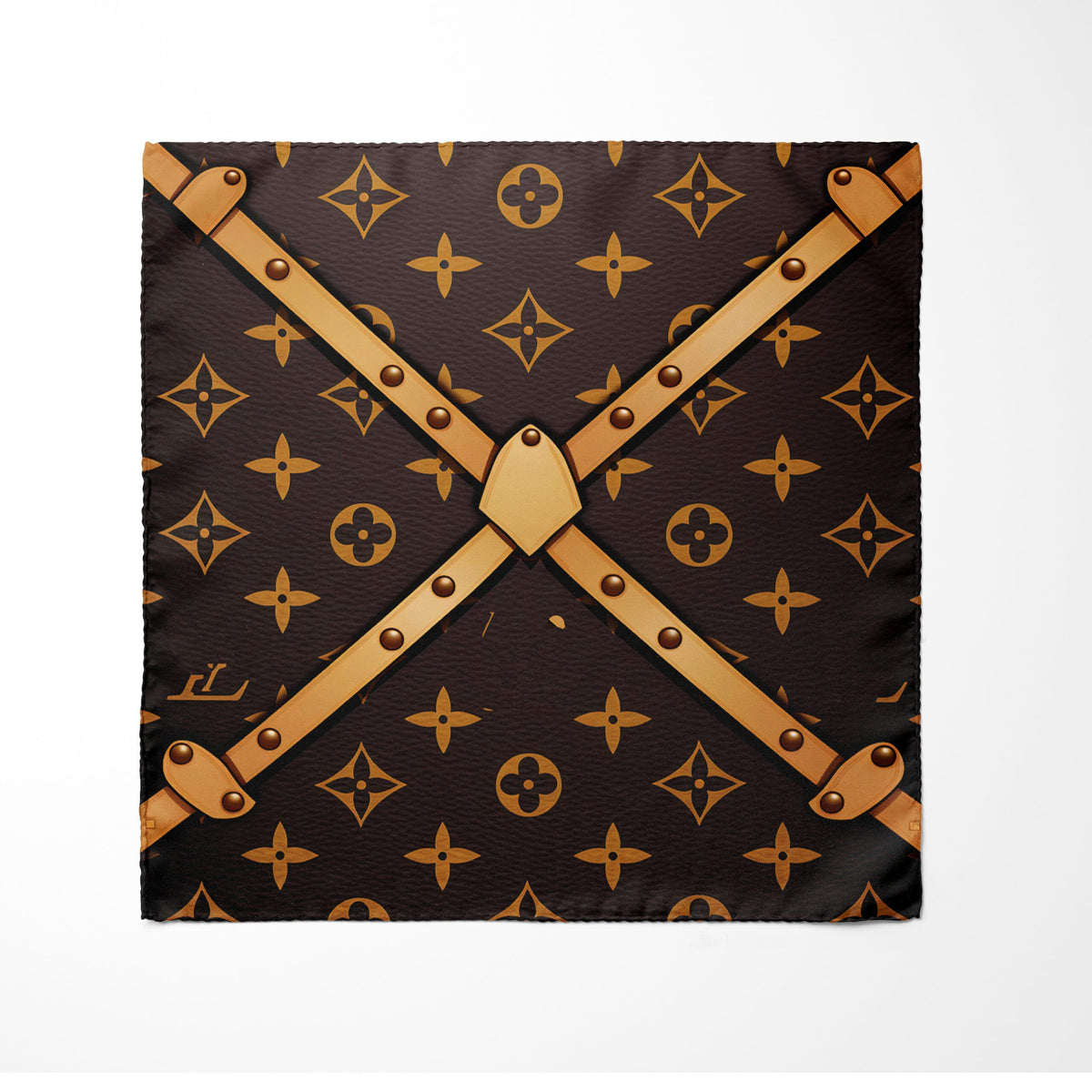 Genuine Silk Gold and Black Luxury Design Pocket Square