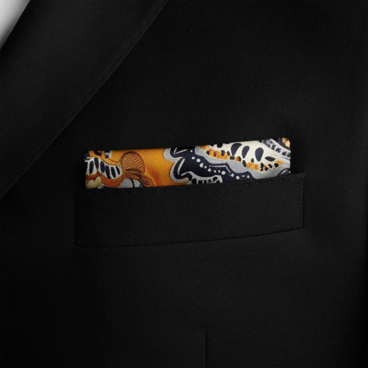 Genuine Silk Golden Paisley Reverie Pocket Square