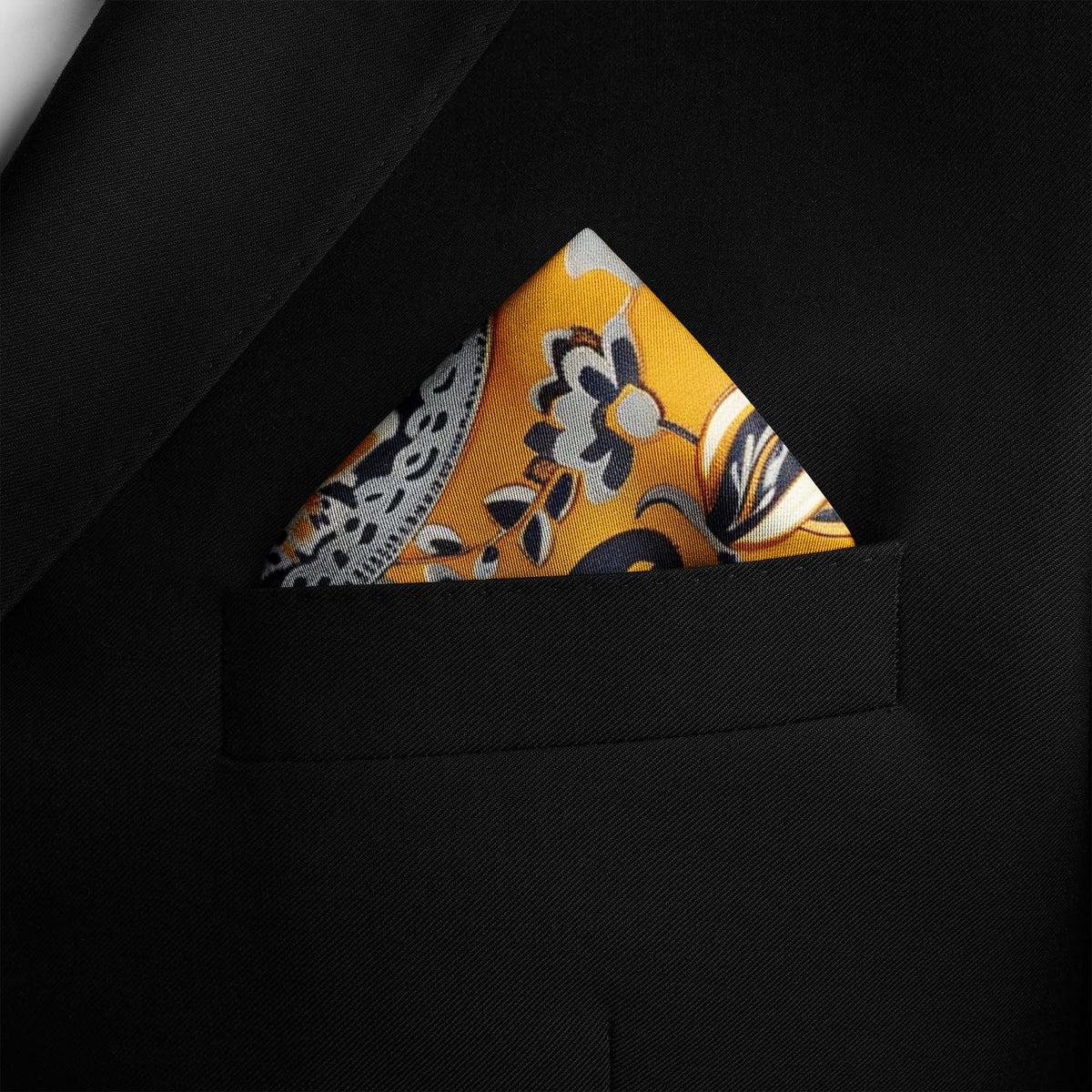 Genuine Silk Golden Paisley Reverie Pocket Square