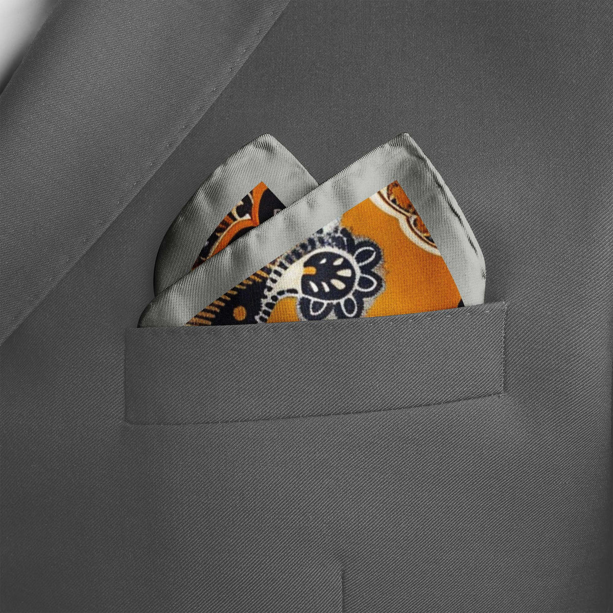 Genuine Silk Golden Paisley Reverie Pocket Square