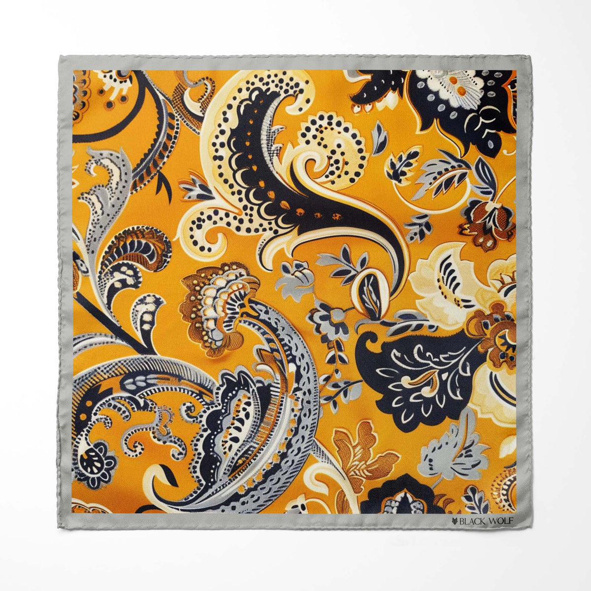 Genuine Silk Golden Paisley Reverie Pocket Square