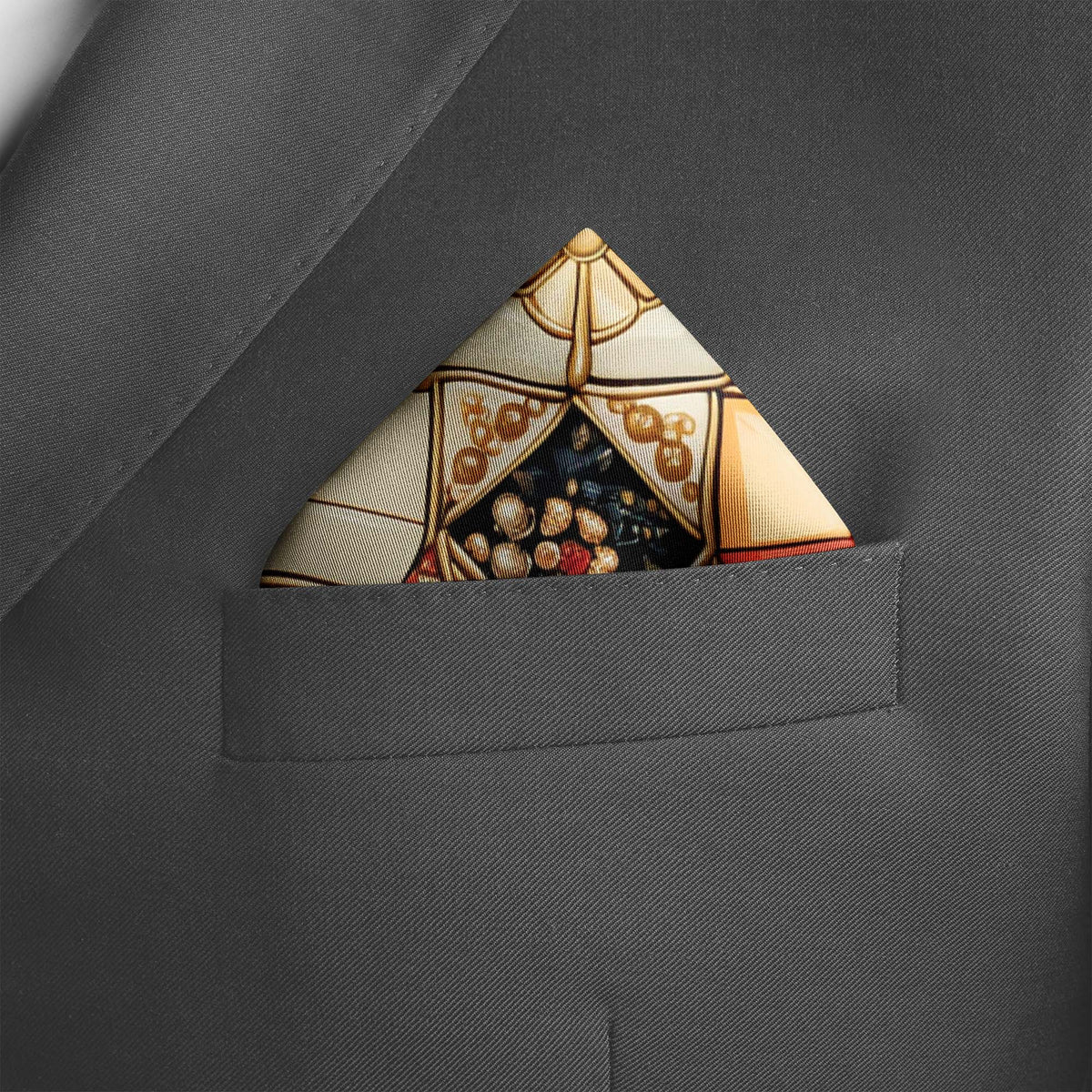 Genuine Silk Imperial Crown Jewel Mosaic Pocket Square