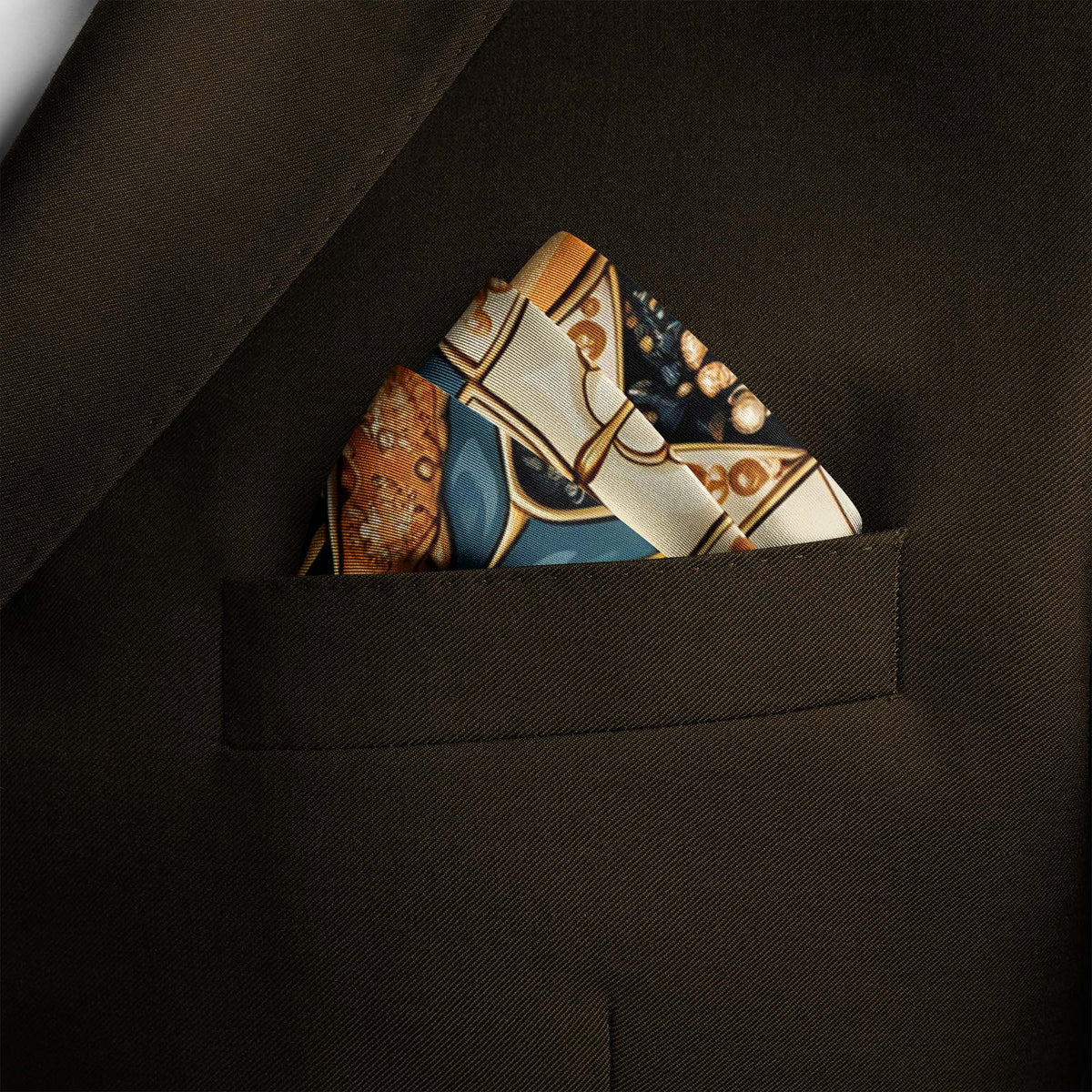Genuine Silk Imperial Crown Jewel Mosaic Pocket Square