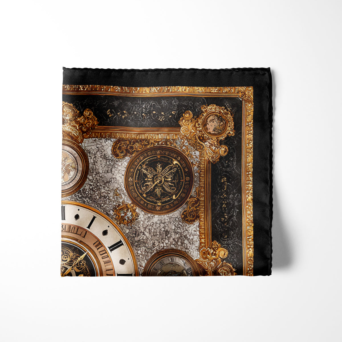 Genuine Silk Imperial Timepiece Ornate Pocket Square