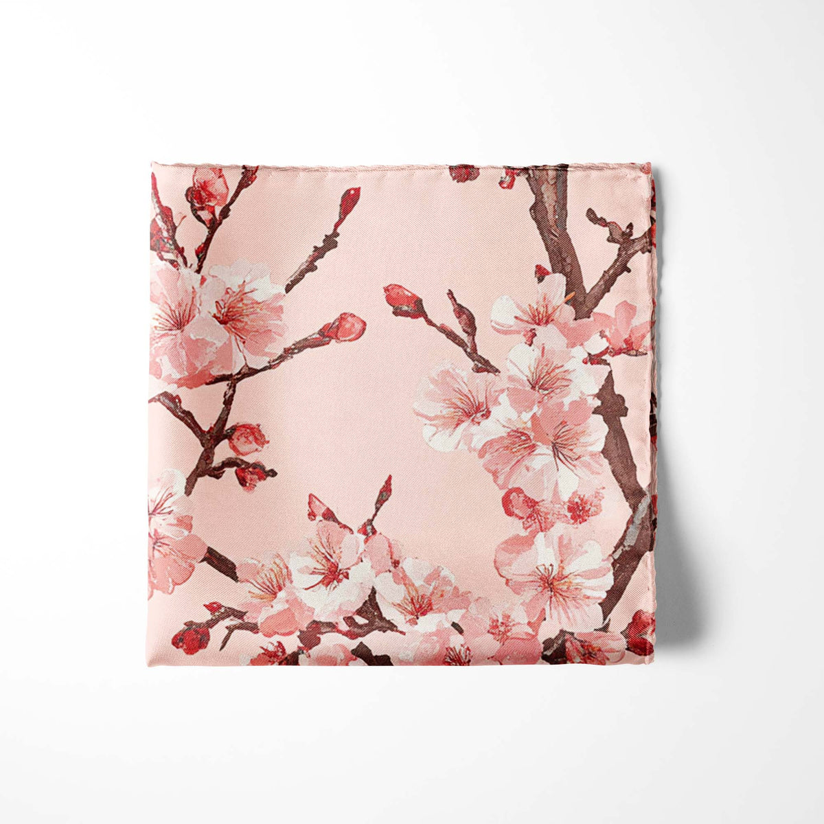 Genuine Silk Pink Cherry Blossom Pocket Square