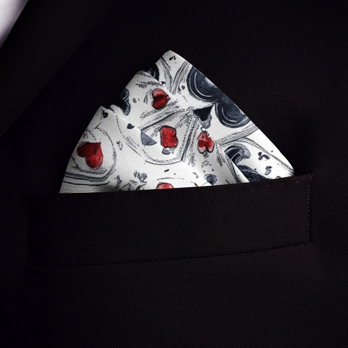Genuine Silk Playing Card Mandala Pocket Square