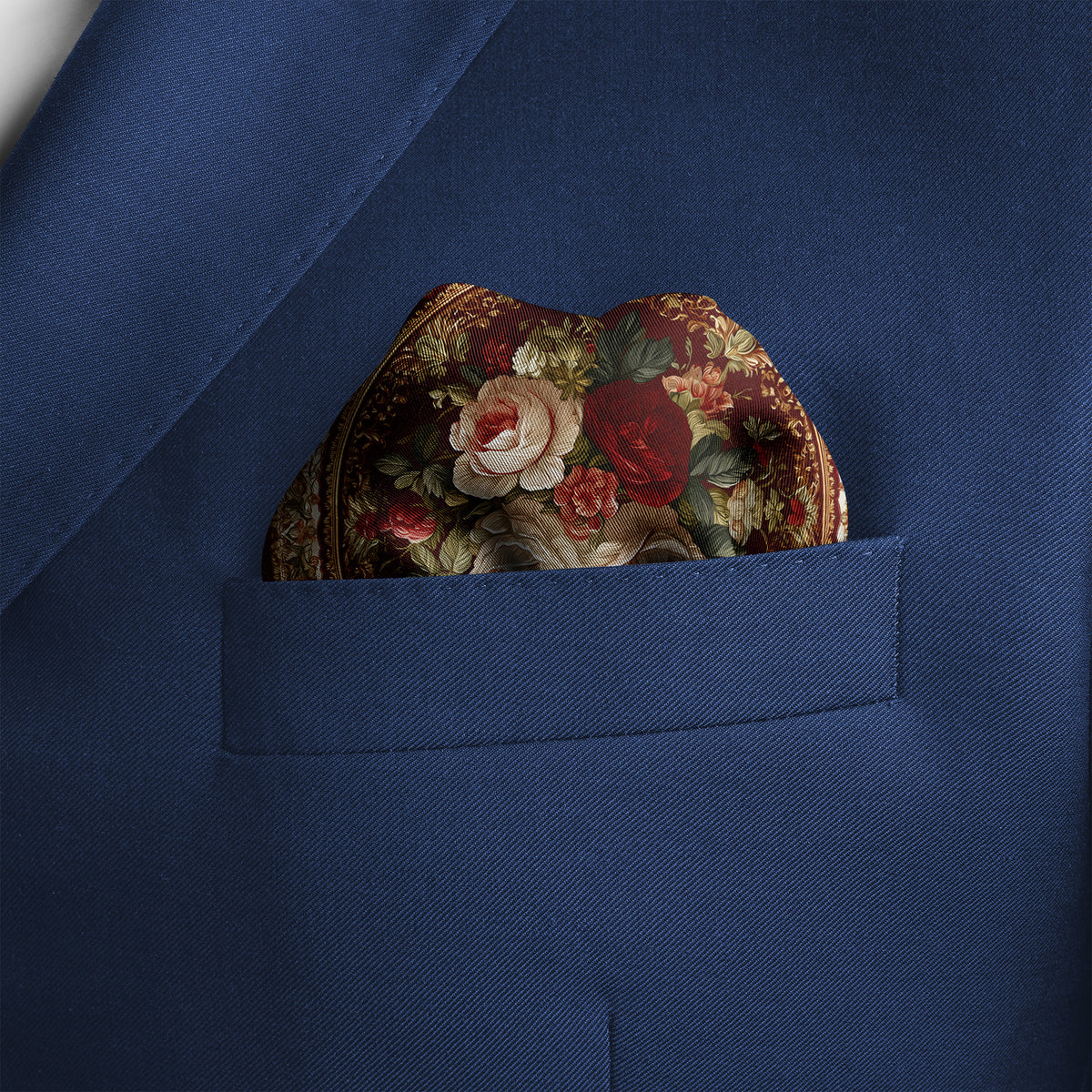 Genuine Silk Regal Crimson Rose Pocket Square