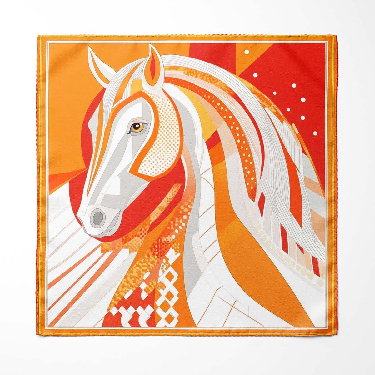 Genuine Silk Tangerine Mustang and Sunset Flow Pocket Square
