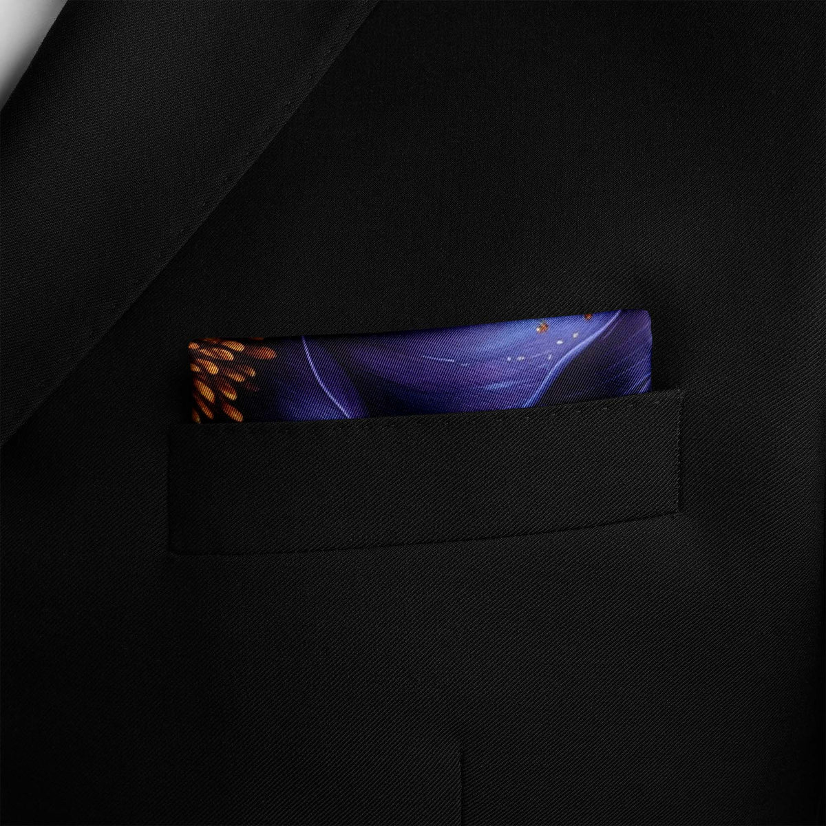 Genuine Silk Twilight Violet Floral Bloom Pocket Square