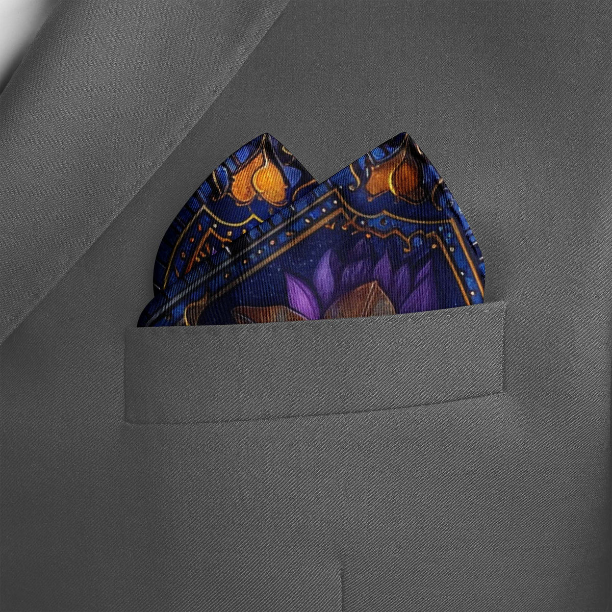 Genuine Silk Twilight Violet Floral Bloom Pocket Square
