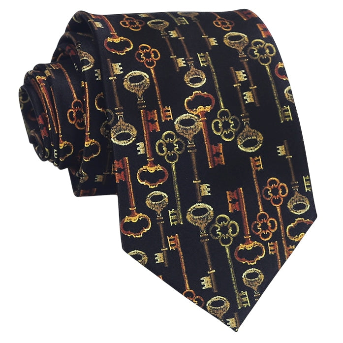 Black with Antique Keys Tie