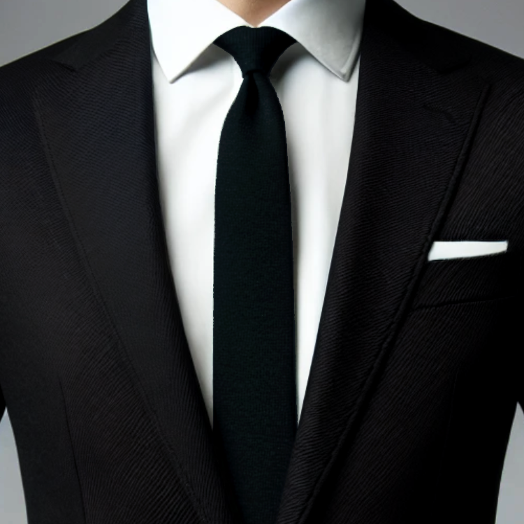 Black Cotton Blend Skinny Tie
