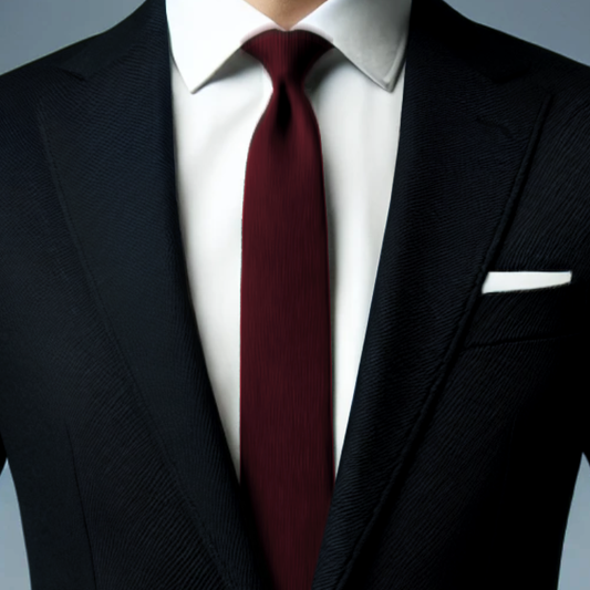 Dark Burgundy Red Cotton Blend Skinny Tie