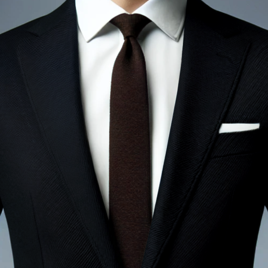 Dark Chocolate Brown Cotton Blend Skinny Tie