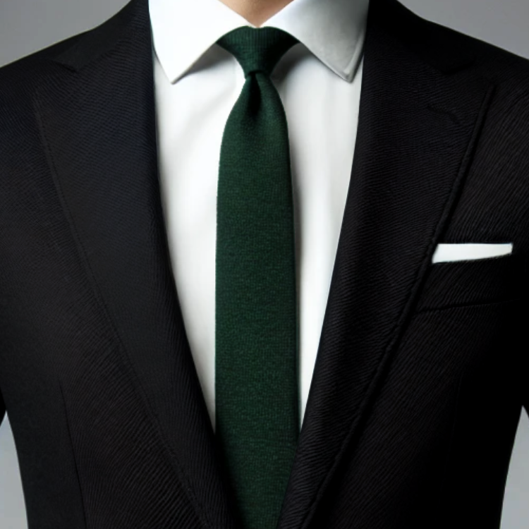 Green Cotton Blend Skinny Tie