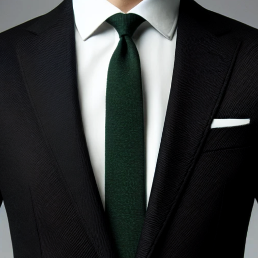 Green Cotton Blend Skinny Tie