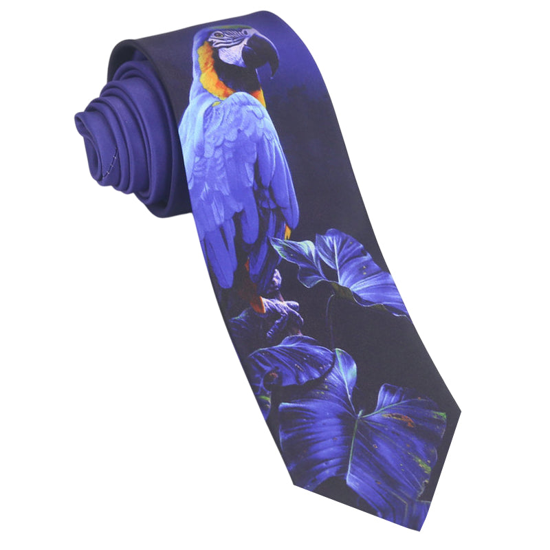 Indigo with Macaw Parrot Tie