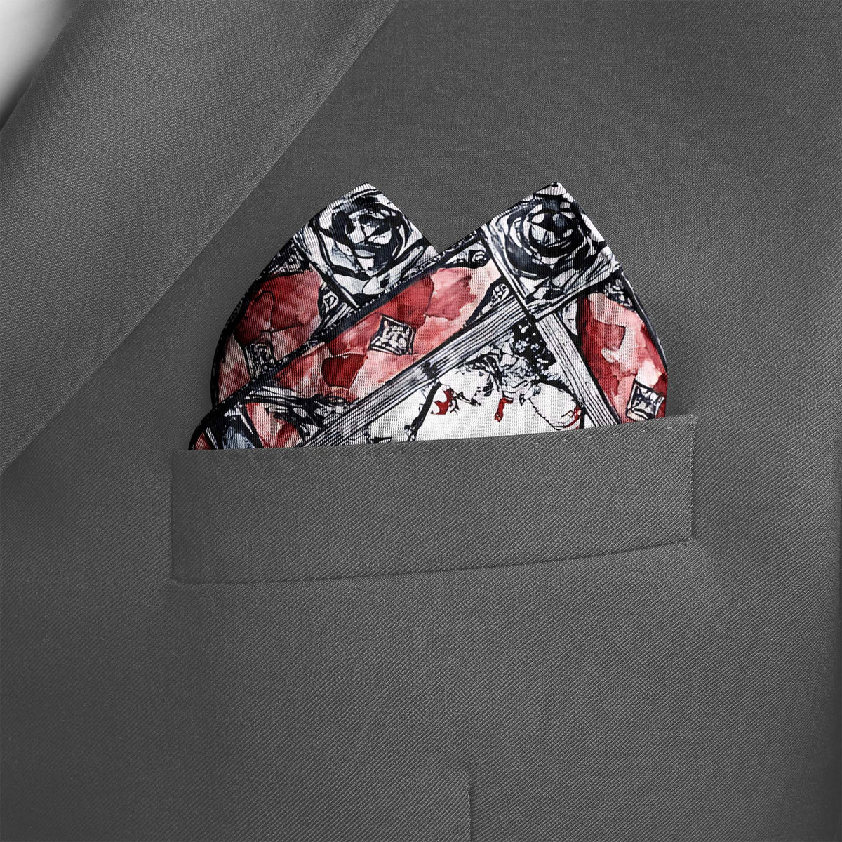 Genuine Silk Playing Card Mandala Pocket Square