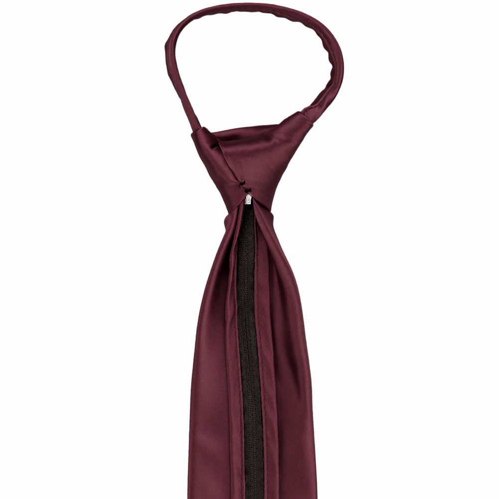 Mens Burgundy Red Zipper Tie