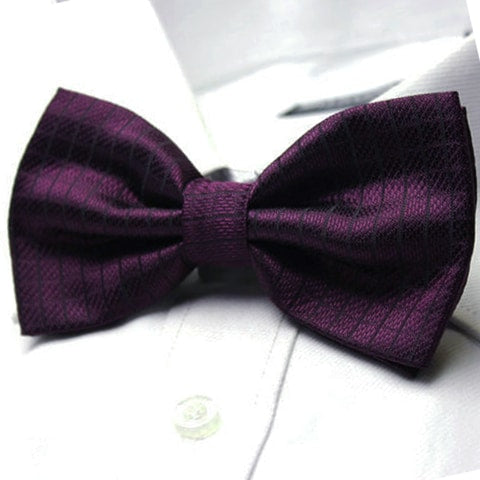 Mens Purple Check Bow Tie