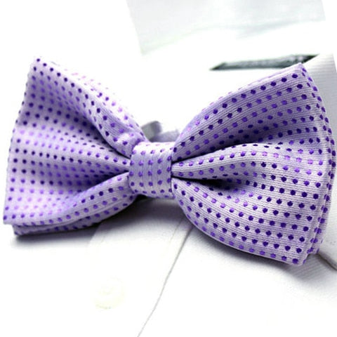 Mens Purple Polkadots Bow Tie