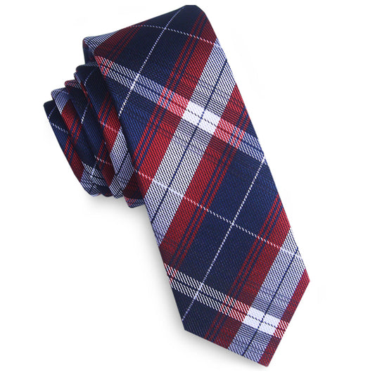 Midnight, Red & Grey Plaid Skinny Tie