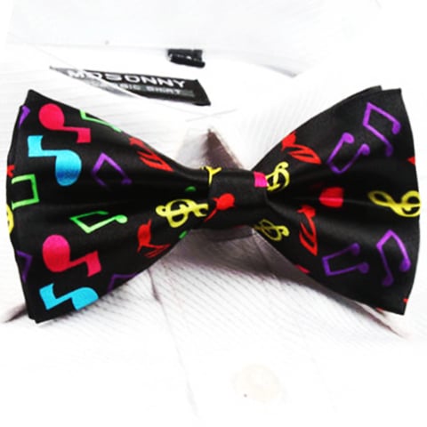 Music Notes Black Bow Tie